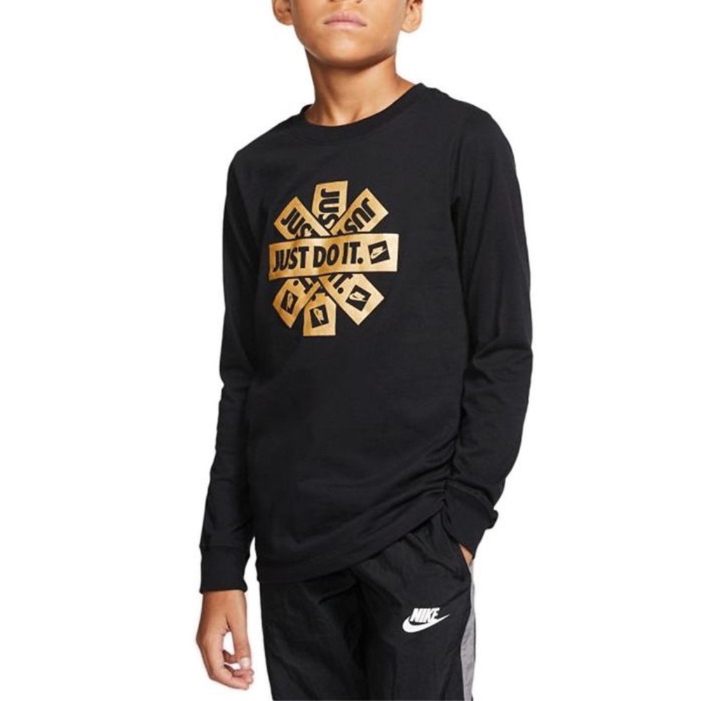 Nike Big Boys Cotton Metallic Logo-Just Do It T-Shirt